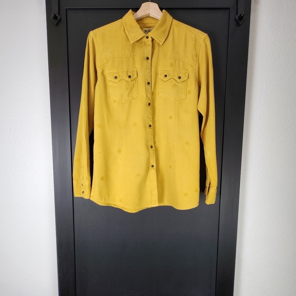 ARIAT REAL QUALITY GOODS SNAP BUTTON LONG SLEEVE EMBROIDERED SHIRT SIZE MEDIUM